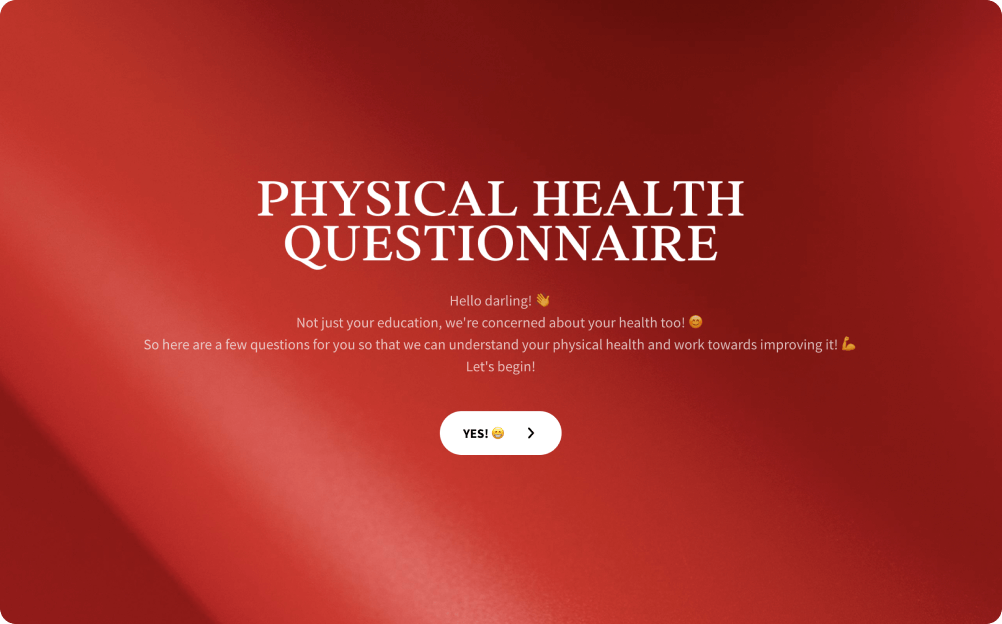 Physical Health Questionnaire For Students