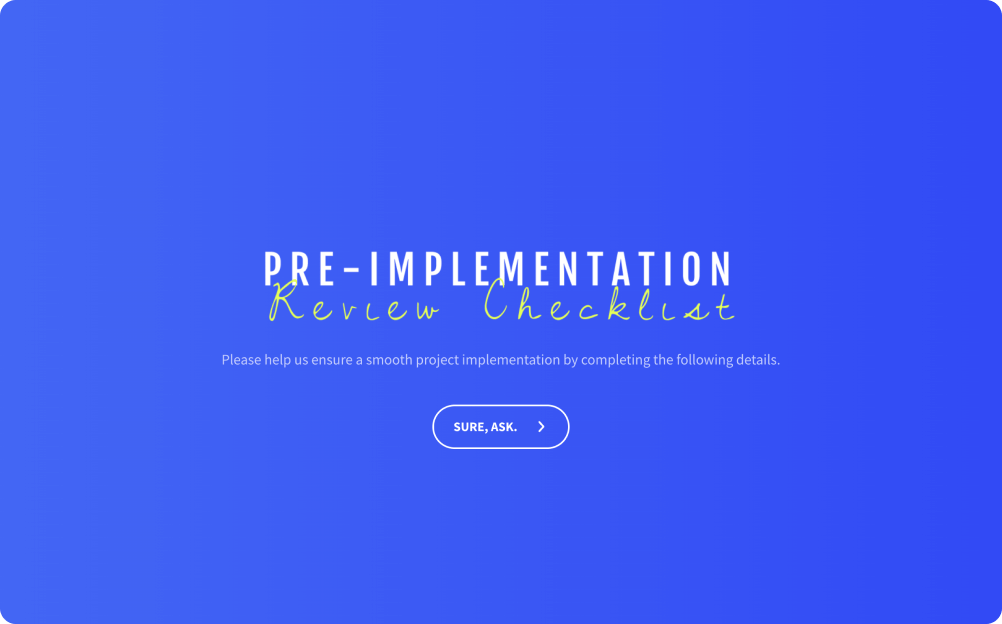 Pre Implementation Review Checklist Template