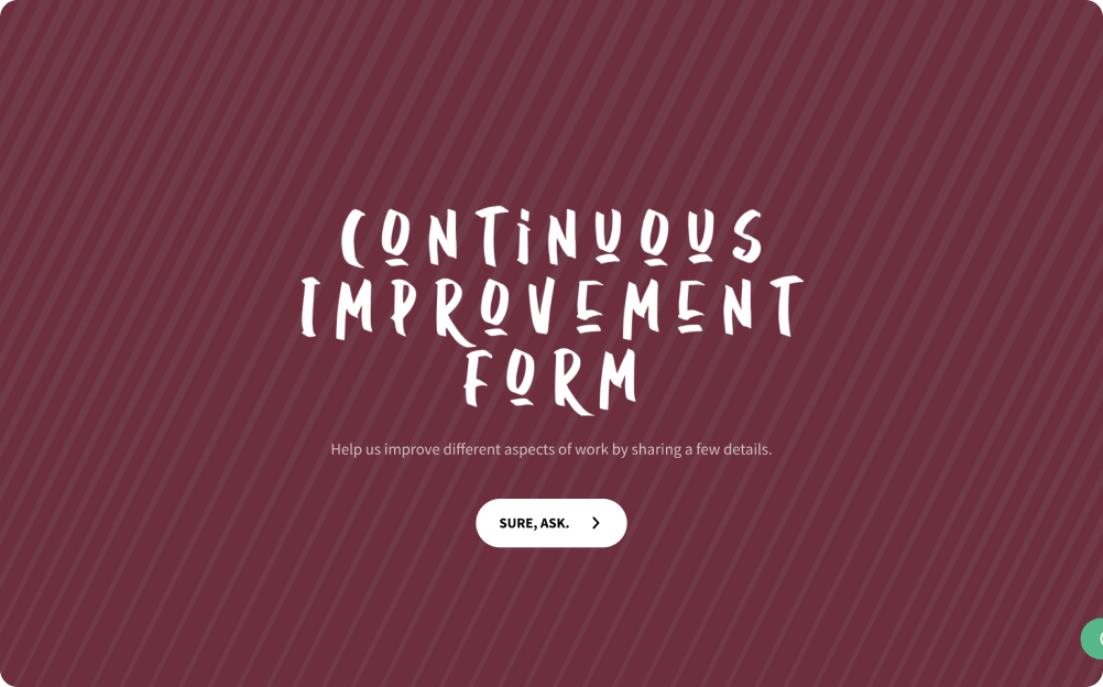 Continuous Improvement Form Template