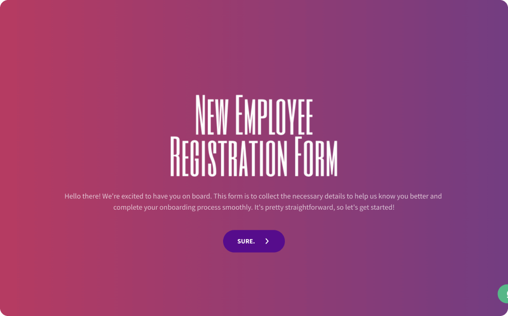 Employee Registration Form Template | SurveySparrow