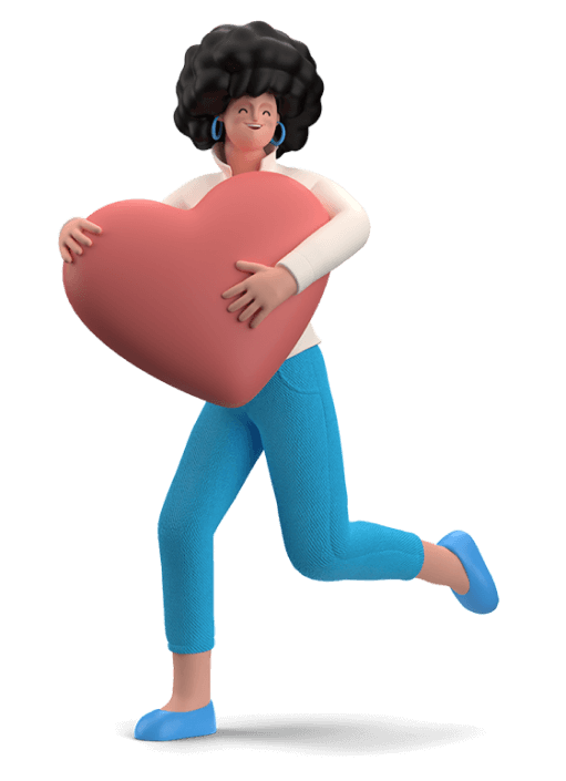 animated image of woman holding heart