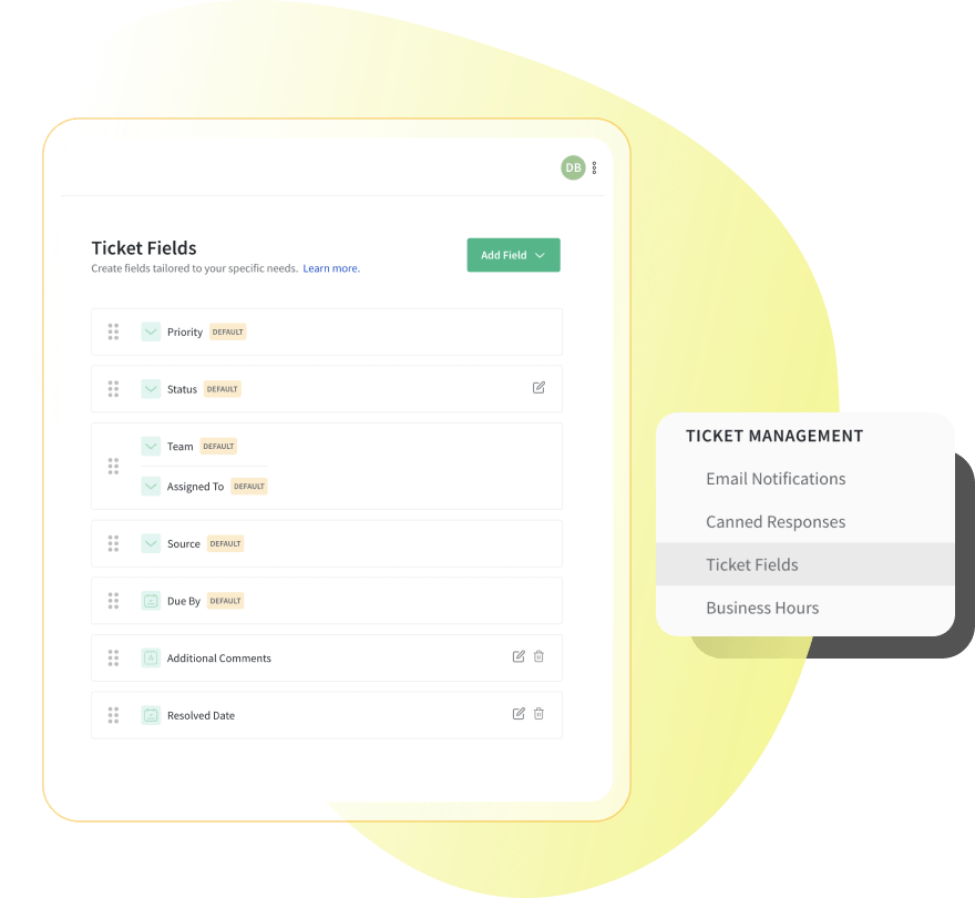 Tailor-made ticket fields