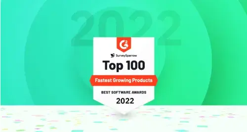 Hat-Trick in the Bag: SurveySparrow Wins G2’s Fastest Growing Product Award for 2022! Hat-Trick in the Bag: SurveySparrow Wins G2’s Fastest Growing Product Award for 2022!