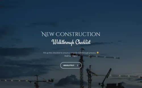 New Construction Walkthrough Checklist Template New Construction Walkthrough Checklist Template