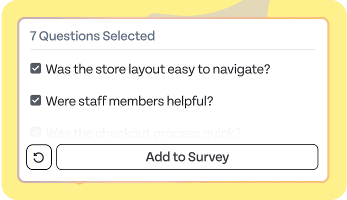 AI-generated survey questions selection interface