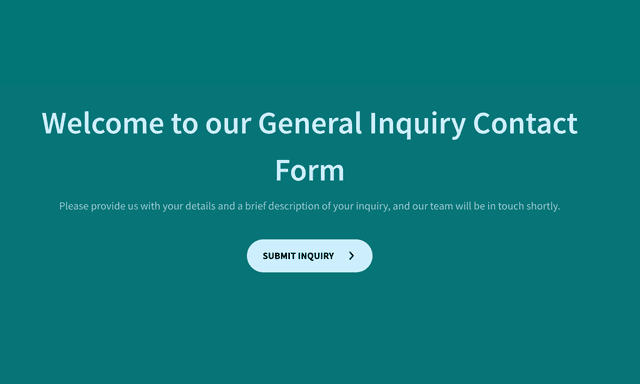 General Inquiry Contact Form Template | Easy to Customize
