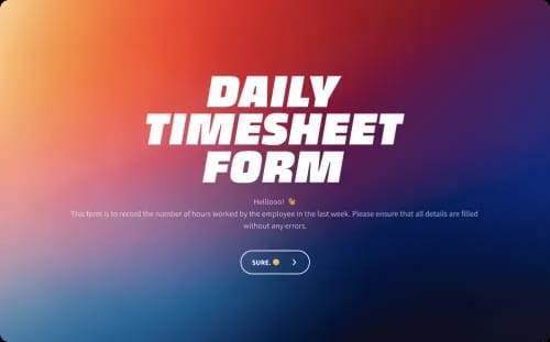 Timesheet Input Form Example Employee Timesheet Form Template | SurveySparrow