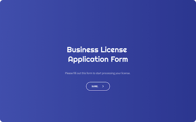 Business License Application Form Template | SurveySparrow