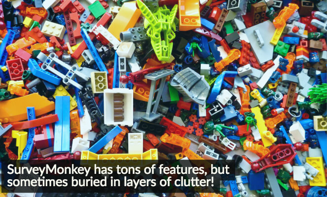 An image showing cluttered legos with a quote