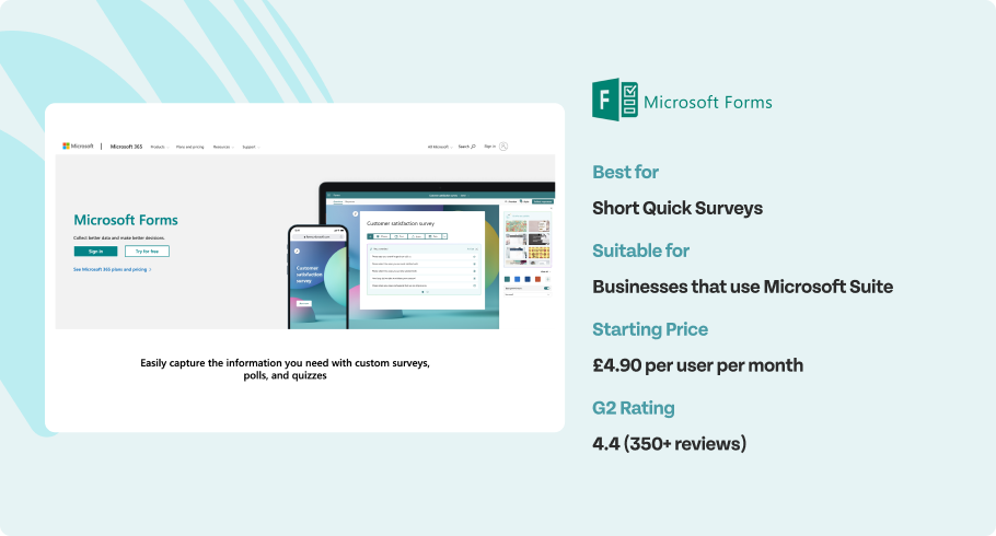 overview of the microsoft form online survey tool