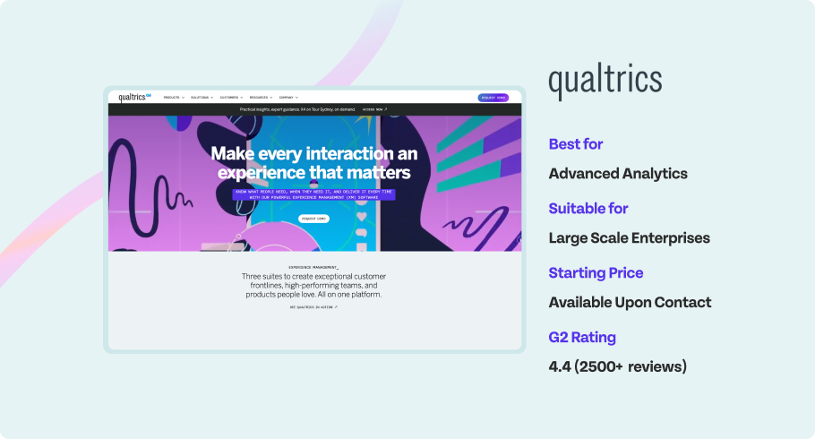 Qualtrics - Best for, Suitable for, Starting price, G2 rating