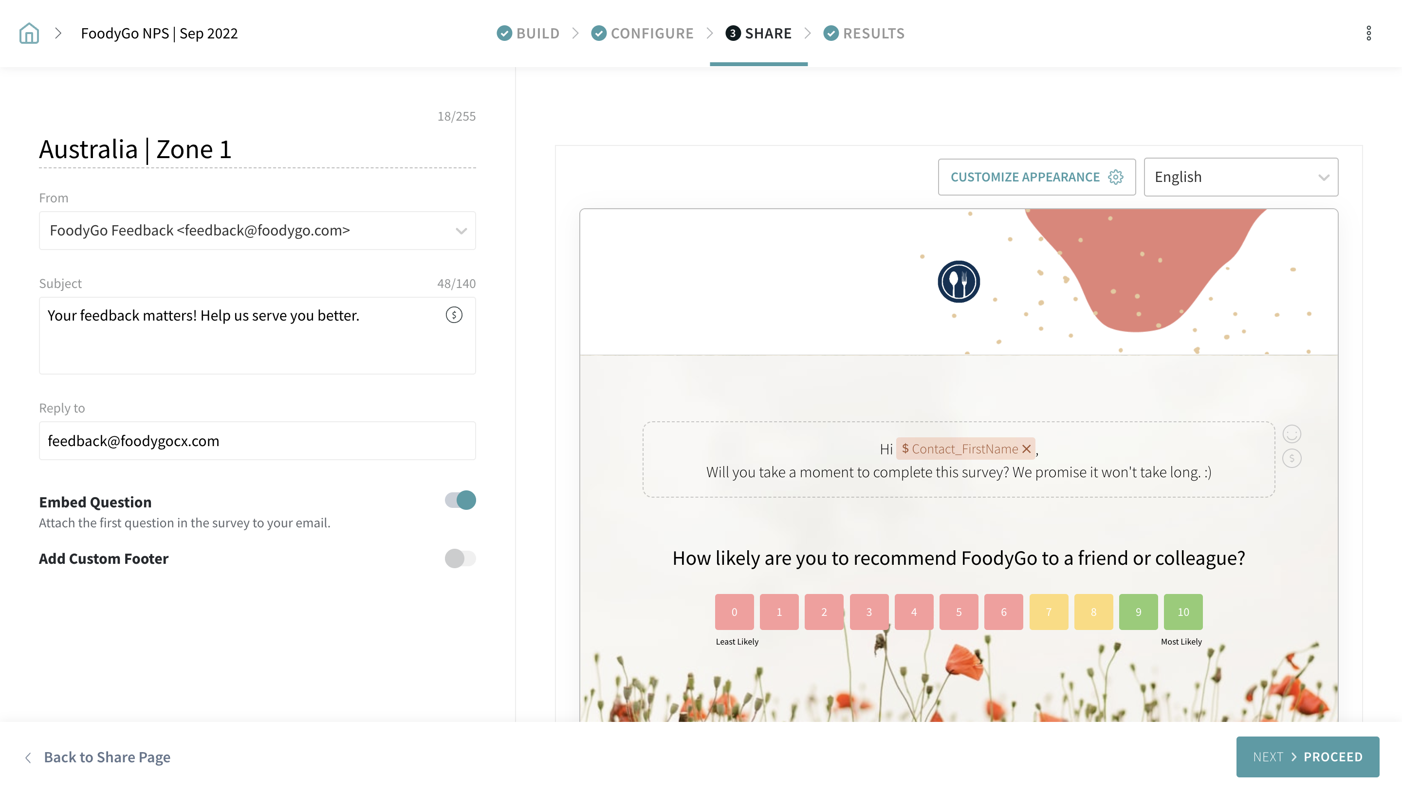 email nps in the nps tool - surveysparrow