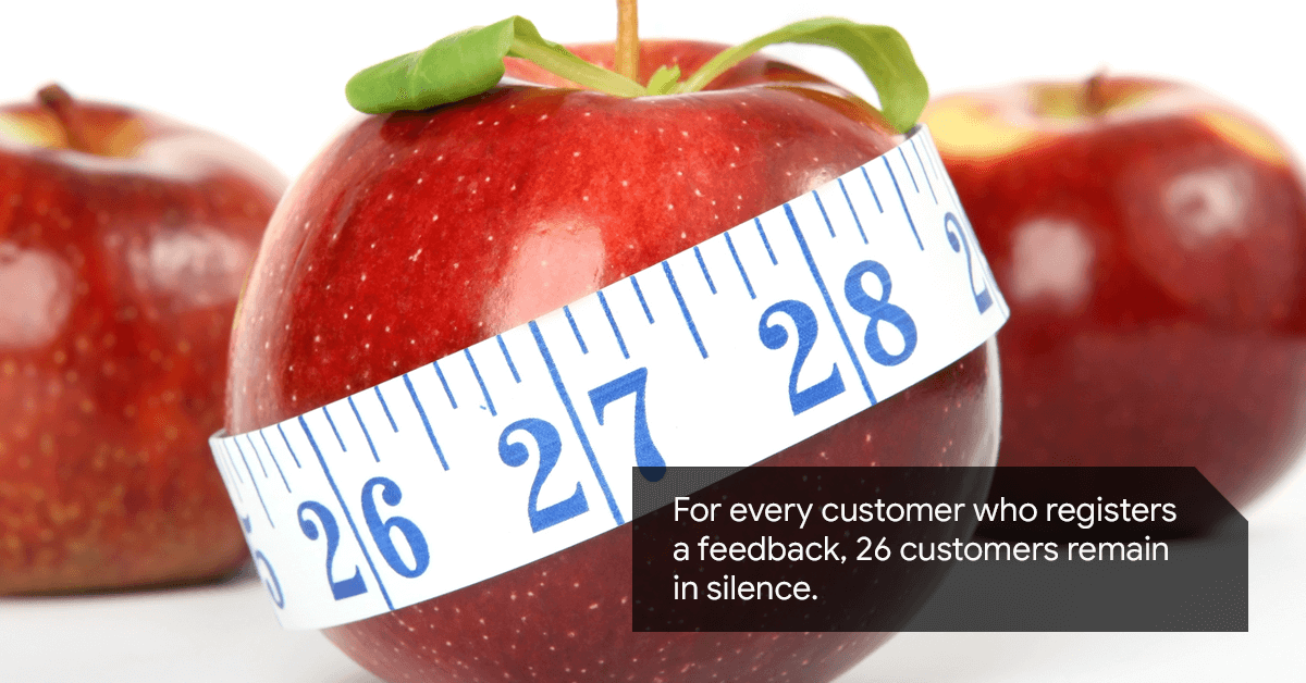For every customer who registers a feedback, 26 customers remain in silence.