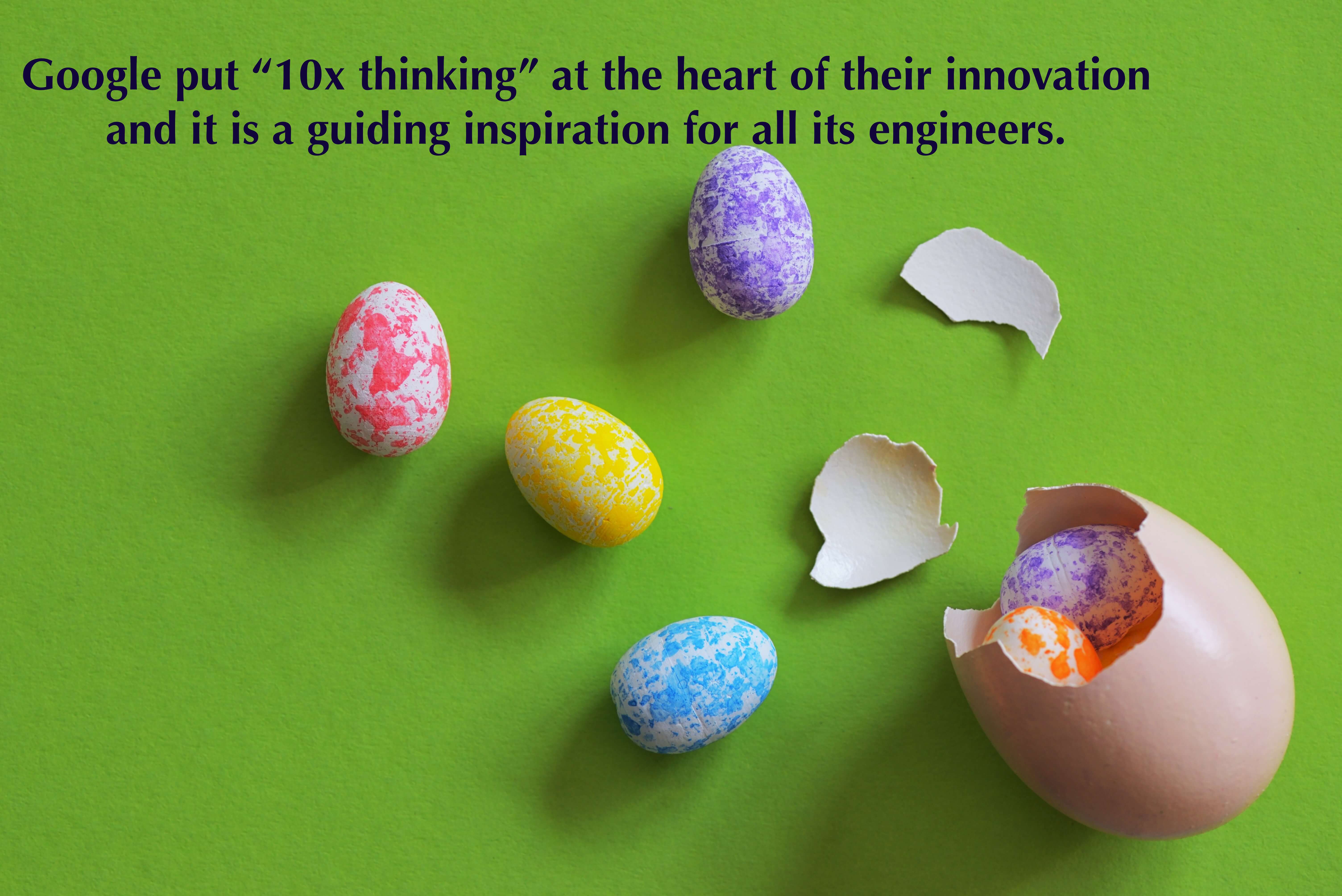 Google put “10x thinking” at the heart of their innovation and it is a guiding inspiration for all its engineers.