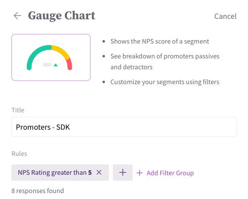 Gauge chart usage in nps surveys of surveysparrow