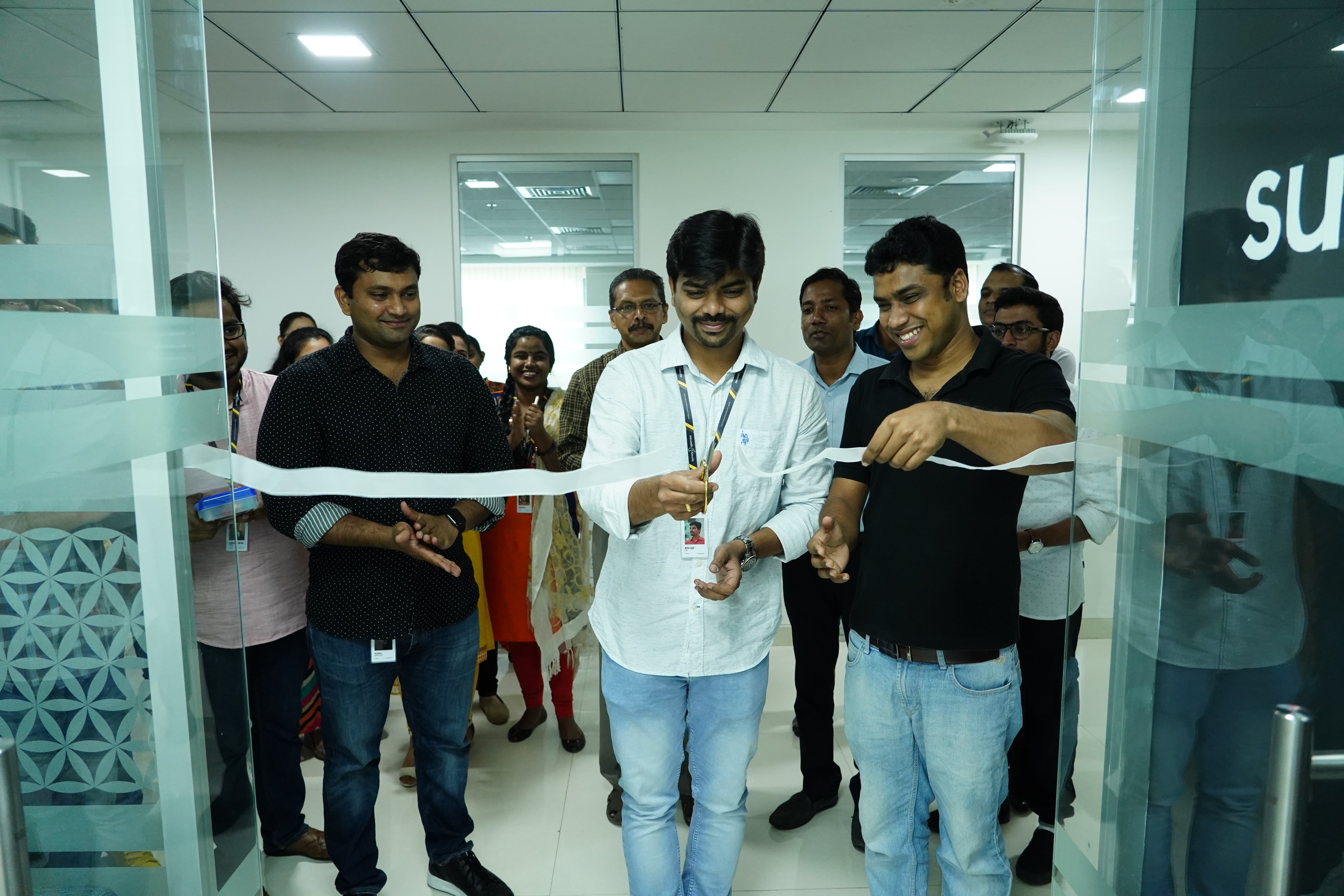 C. M. Balaji, Employee of SurveySparrow inaugurates the office at Jothirmaya, Infopark