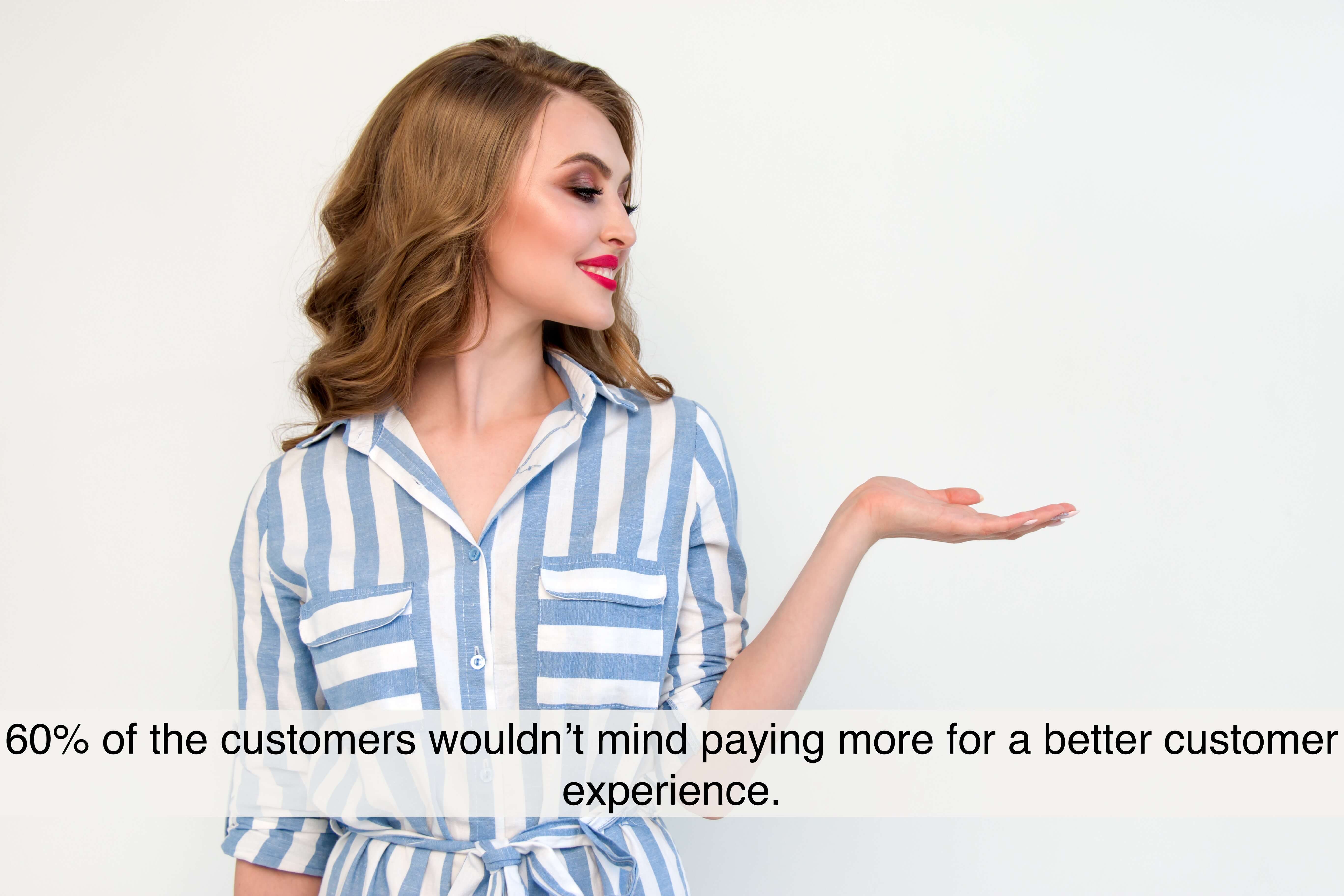 A research run by American Express found that around 60% of the customers wouldn’t mind paying more for a better customer experience.