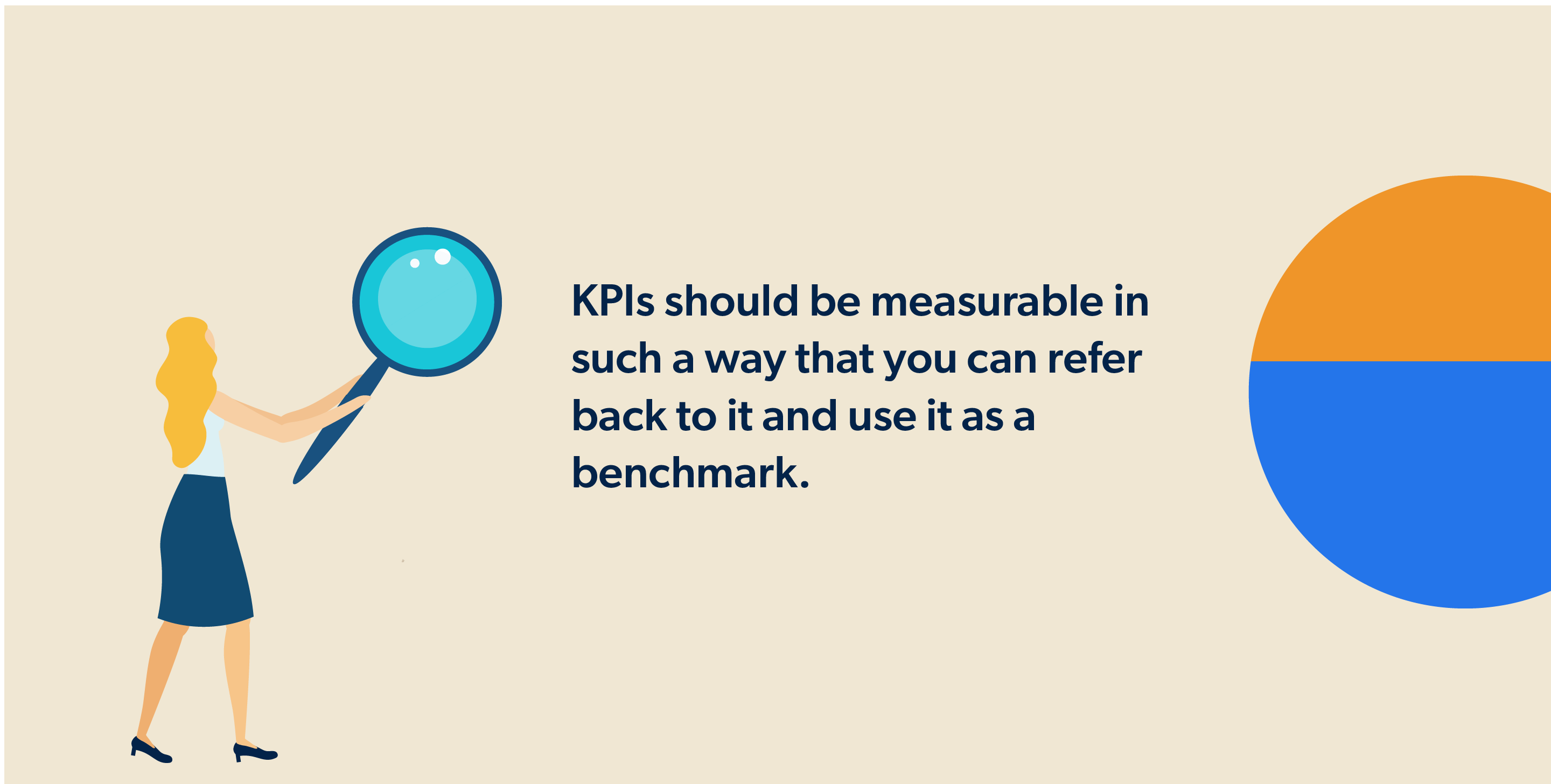 KPIs should be measurable in such a way that you can refer back to it and use it as a benchmark.