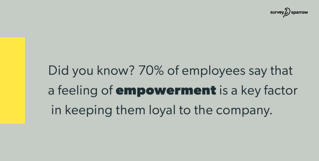  A feeling of empowerment is a key factor to improve employee loyalty. 