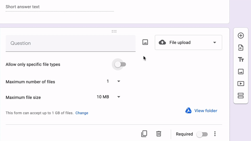 Google Forms file upload question