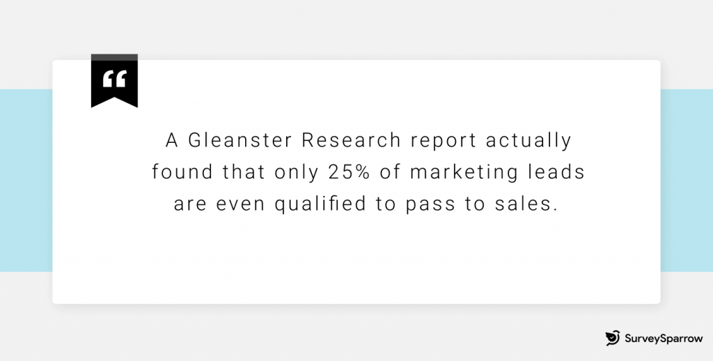 Pre-sales questionnaire uses: A Gleanster Research report actually found that only 25% of marketing leads are even qualified to pass to sales. 