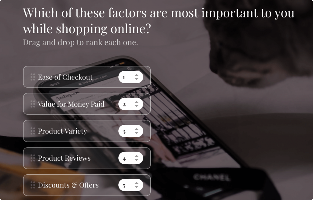 Semantic differential example: ordering question