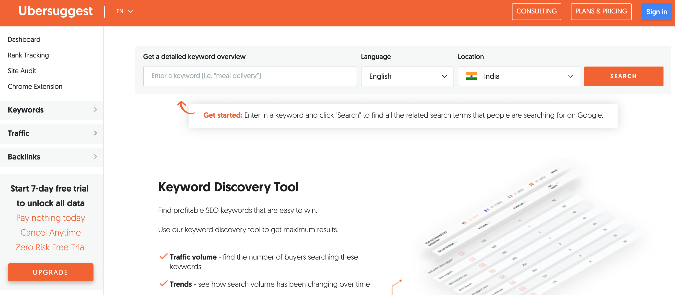 Market research tools - Ubersuggest