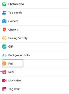 How to create a survey on Facebook #2: Click on Poll to make a survey