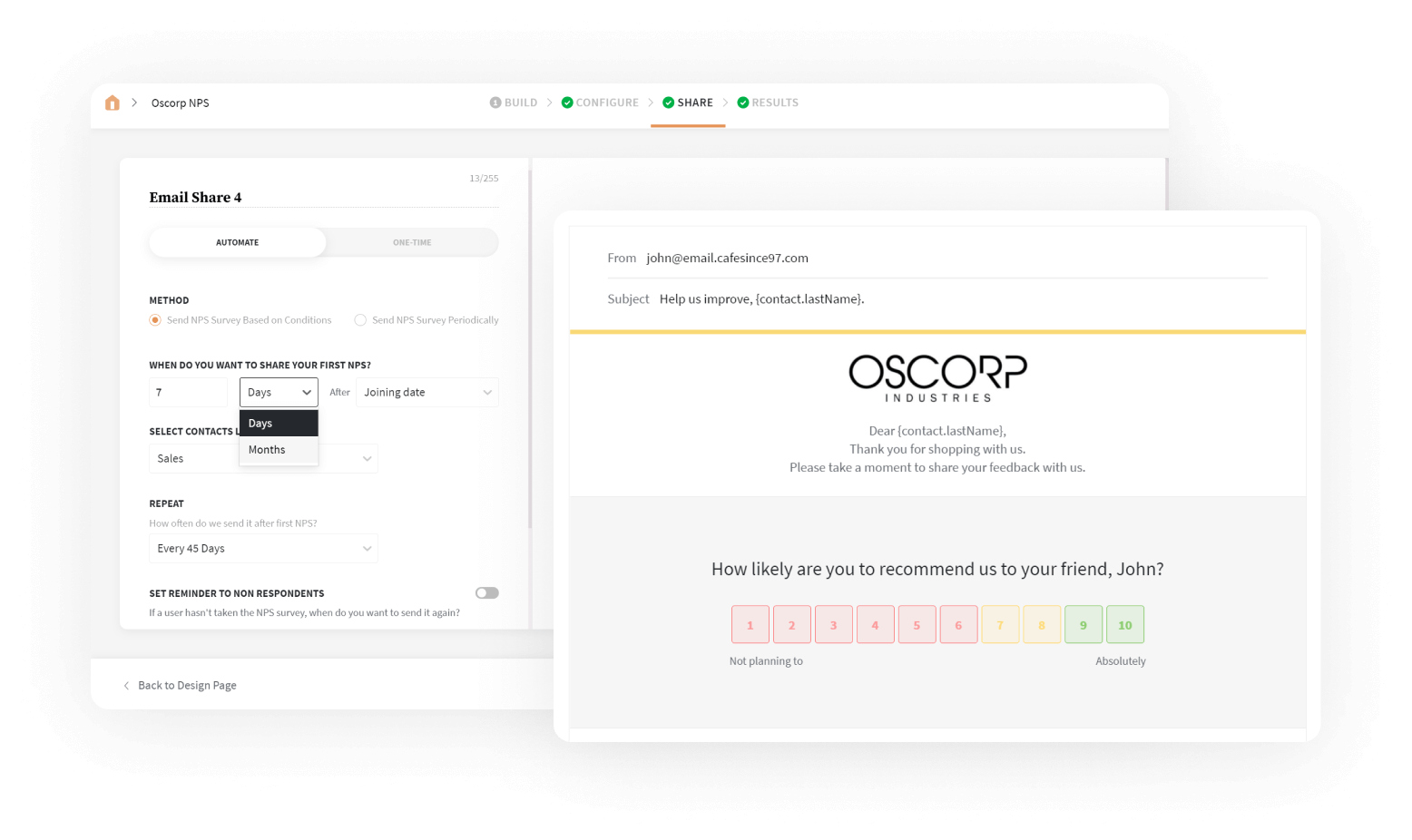 Schedule automated nps surveys