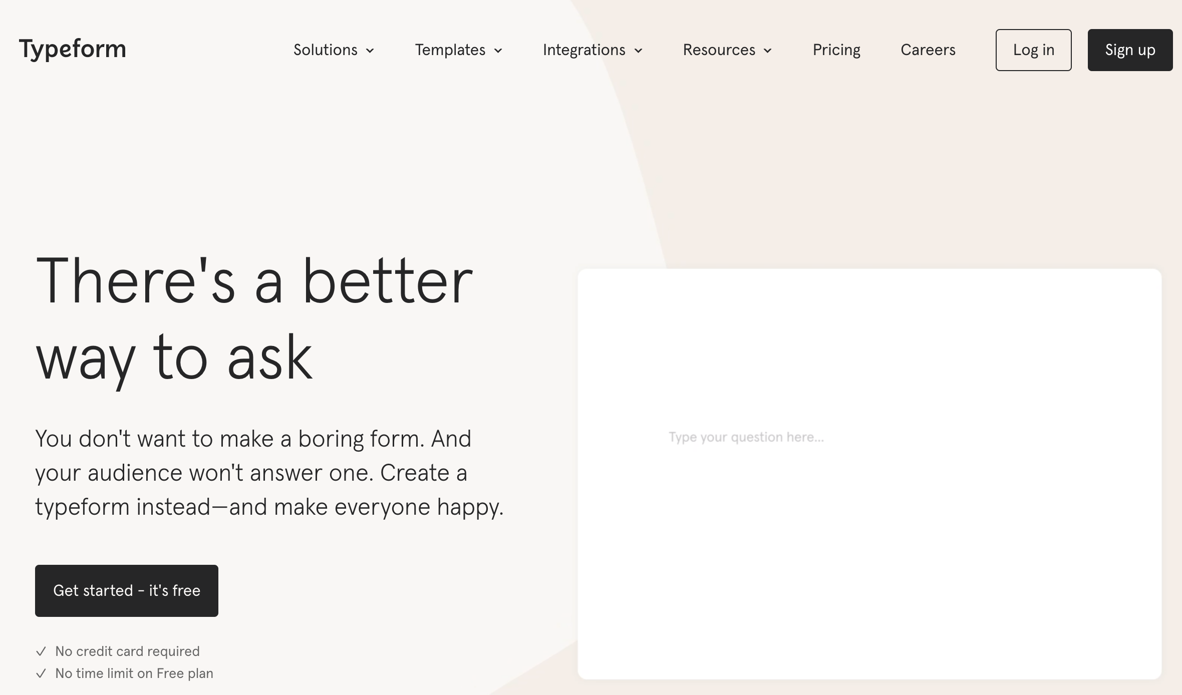 Typeform homepage