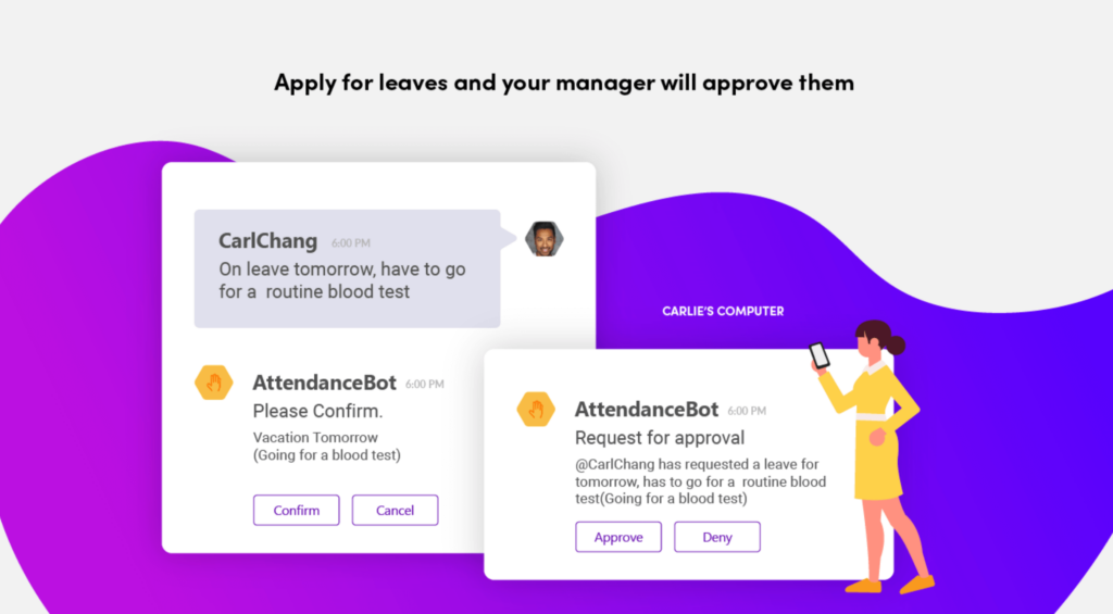 Microsoft Teams apps - AttendanceBot for shift tracking