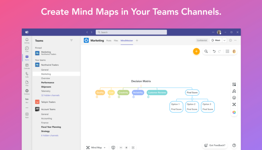 Microsoft Teams apps - MindMeister for brainstorming