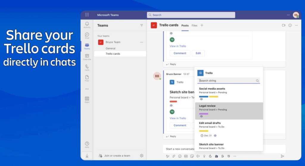 Microsoft Teams apps - Trello for project management