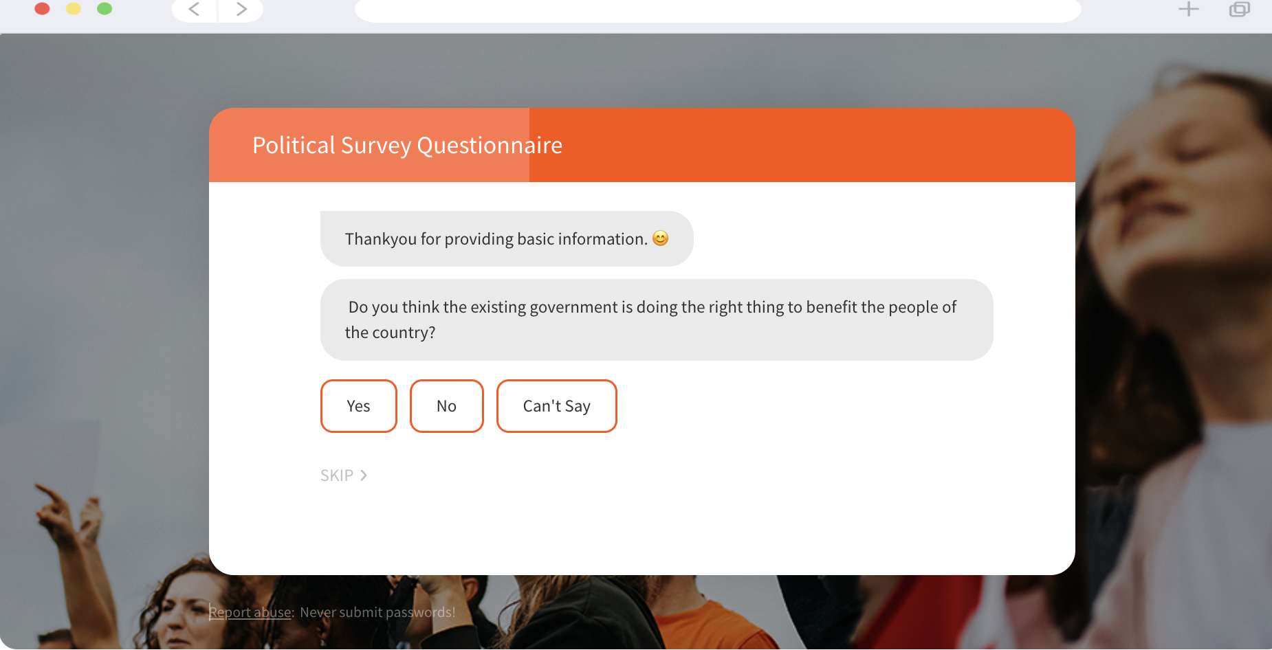 political survey questionnaire