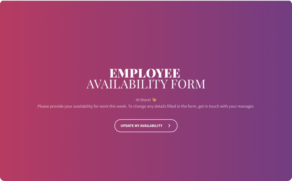 Employee Availability Form Template