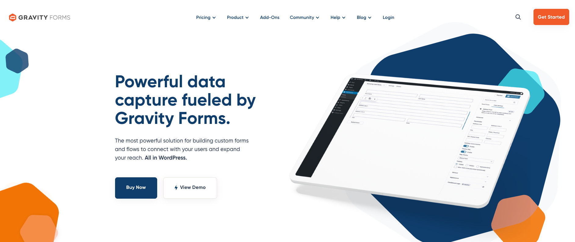 Homepage of the survey software - Gravity Forms