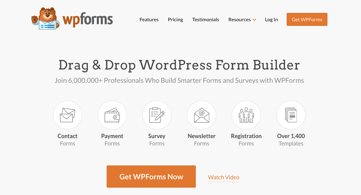 homepage of wpforms