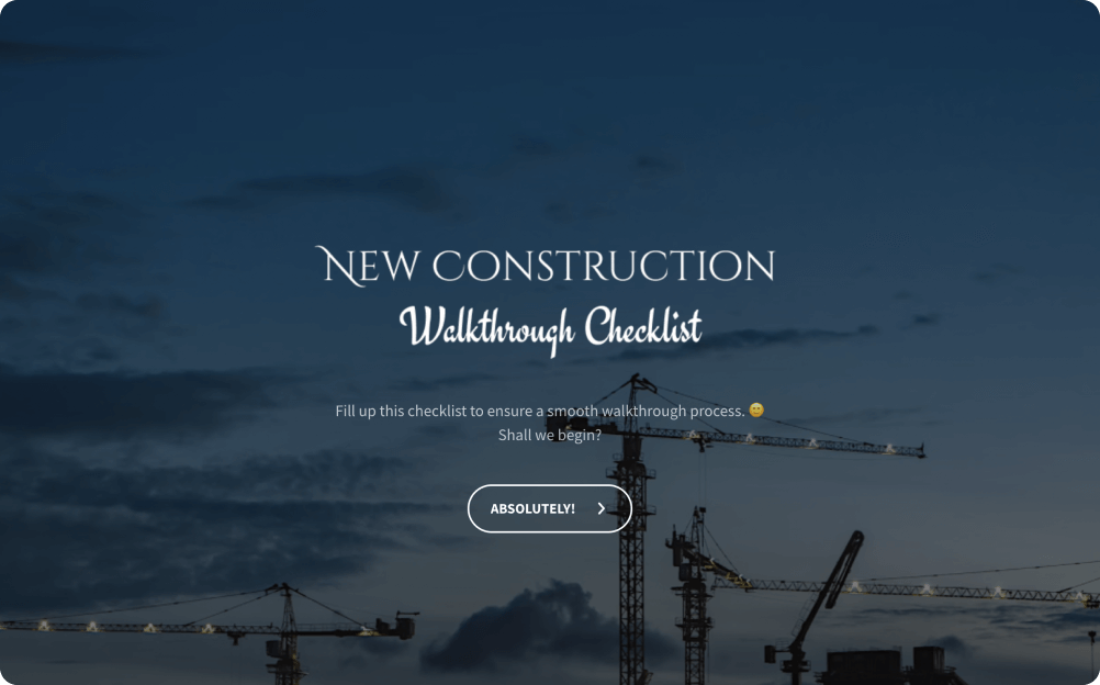 New Construction Walkthrough Checklist Template