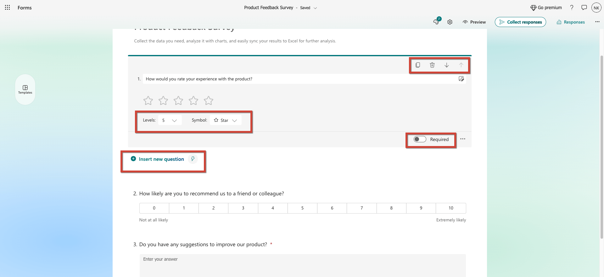 how to add questions in surveys with Microsoft forms