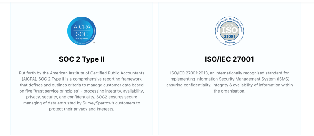 SurveySparrow vs SurveyMonkey: SurveySparrow data security