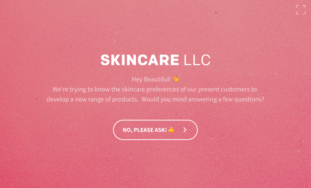 SurveySparrow vs SurveyMonkey: SurveySparrow skin care product survey template