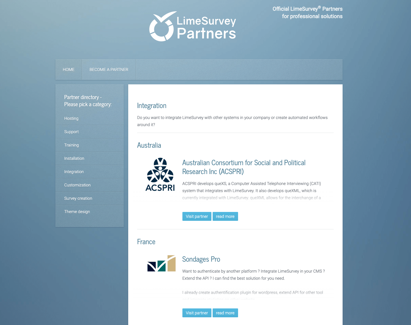 LimeSurvey vs SurveyMonkey: LimeSurvey partners