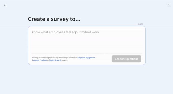 SurveySparrow's Ai feature helping to create surveys within seconds