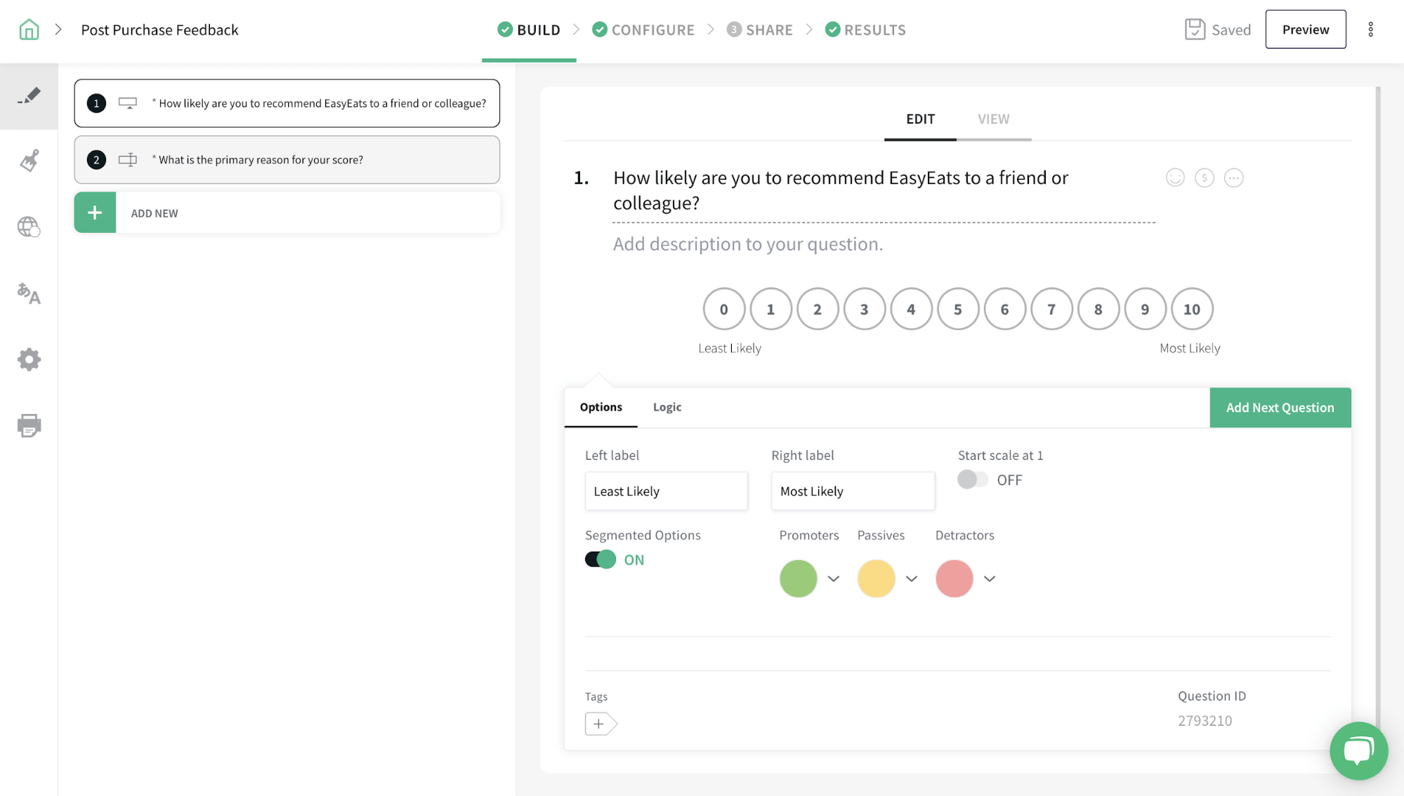 Quickly create sleek WhatsApp surveys with SurveySparrow's drag-and-drop form builder. 