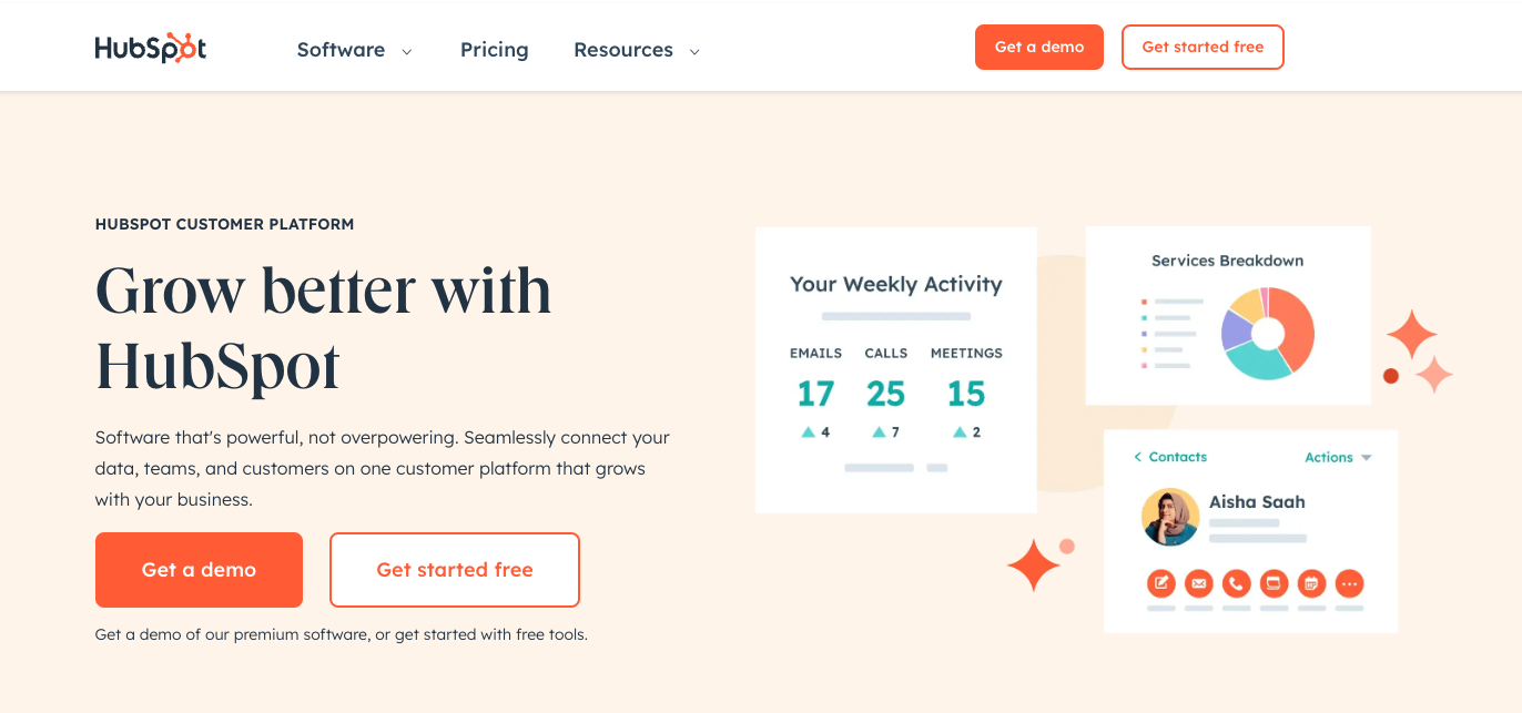 homepage of hubspot tool