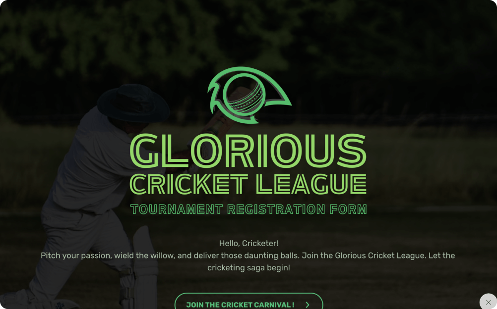 Cricket Tournament Registration Form Template