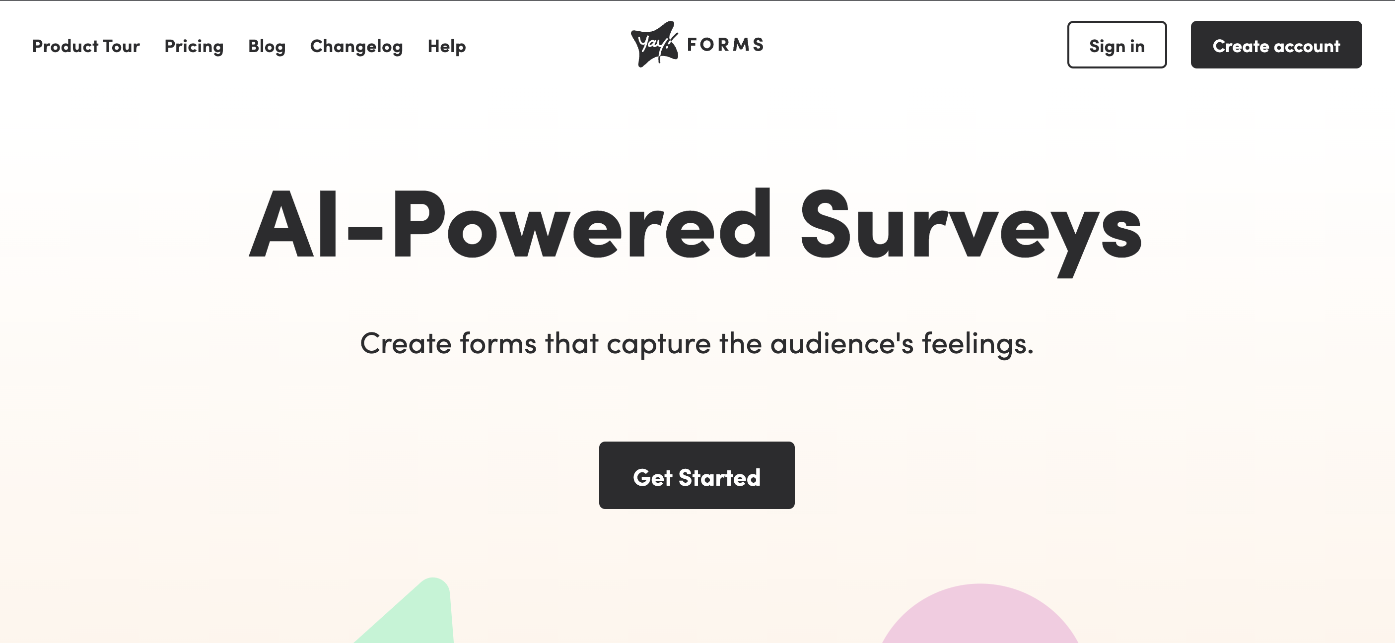 yay-forms-home-page-ai-survey-tool