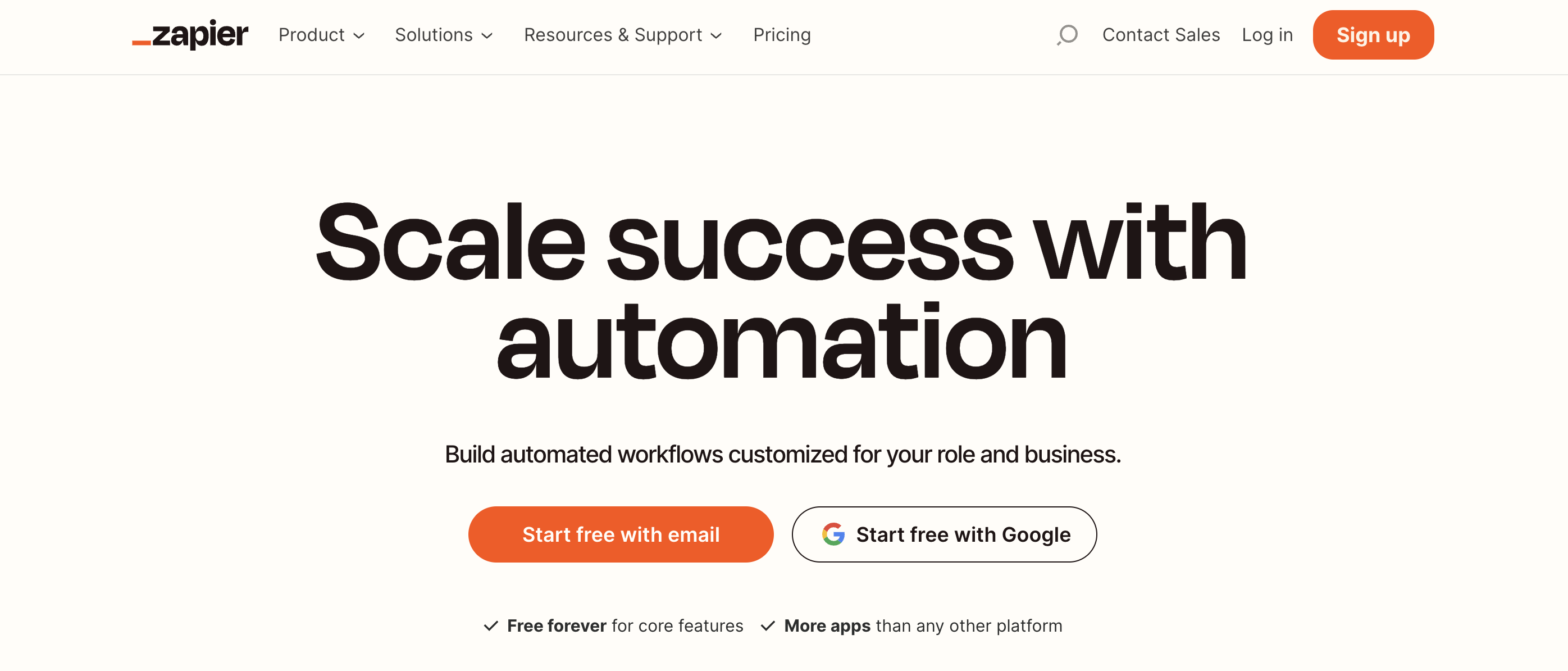 Homepage of the lead generation tool - Zapier