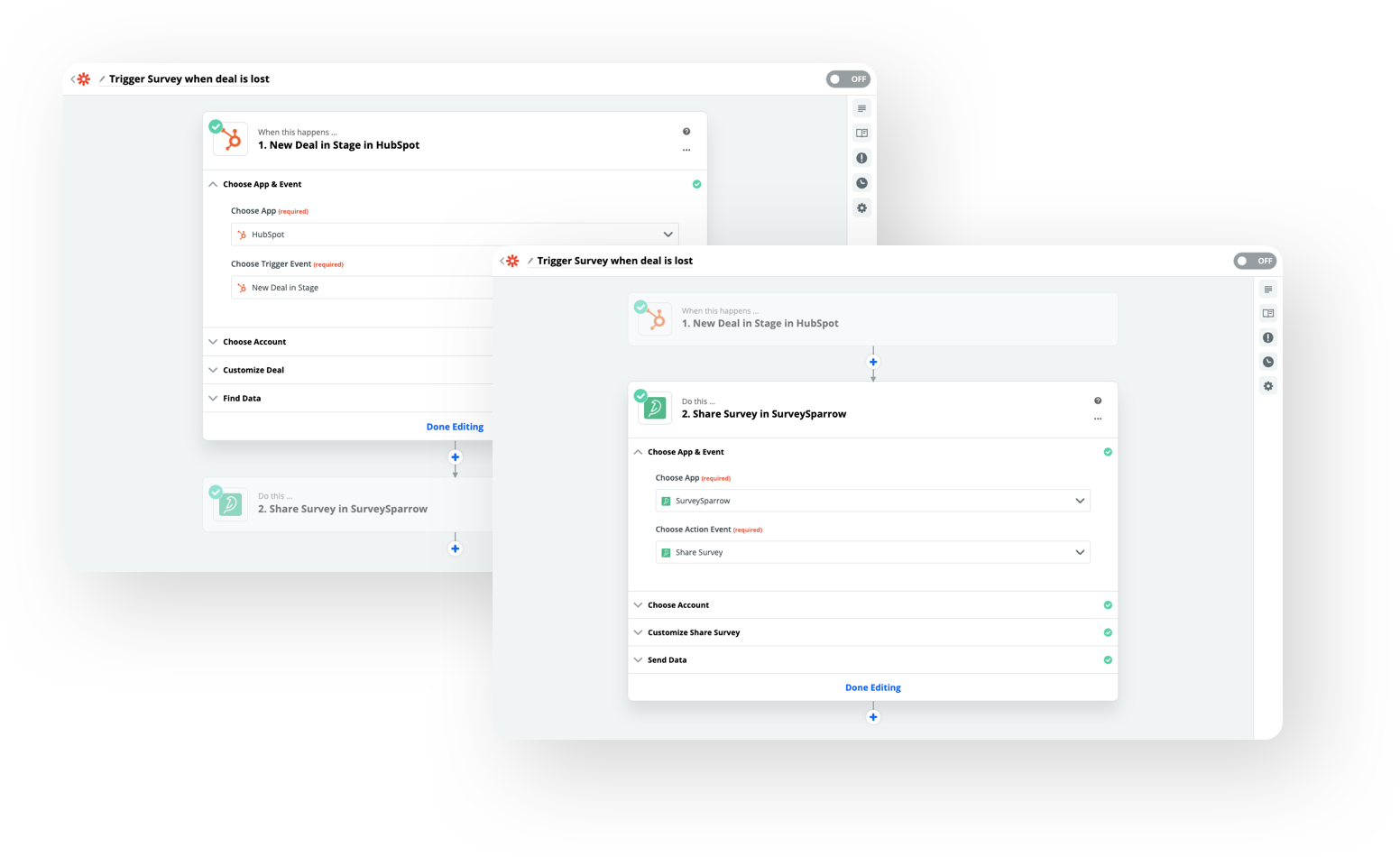 integration between hubspot and surveysparrow