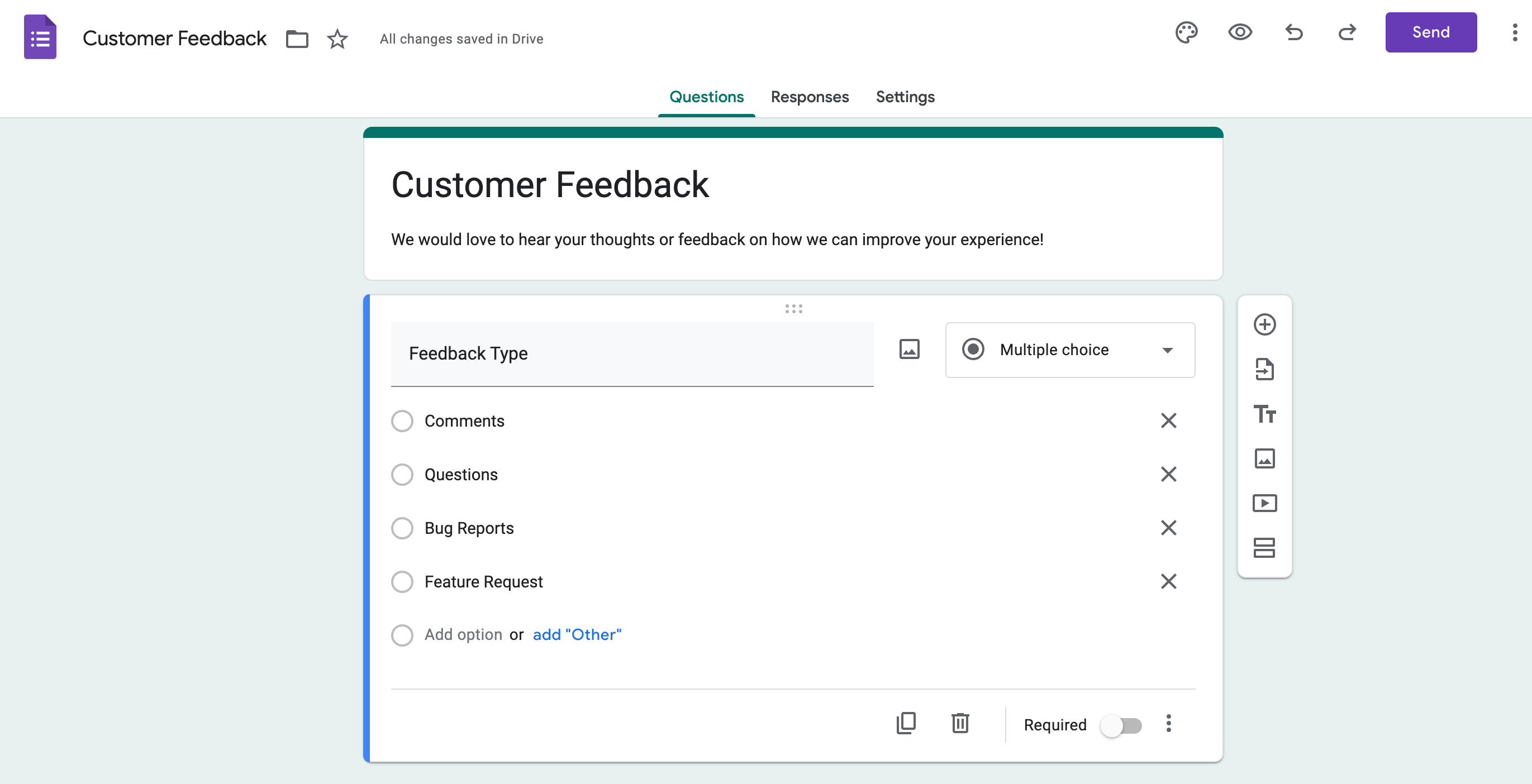 customer feedback survey template on google forms